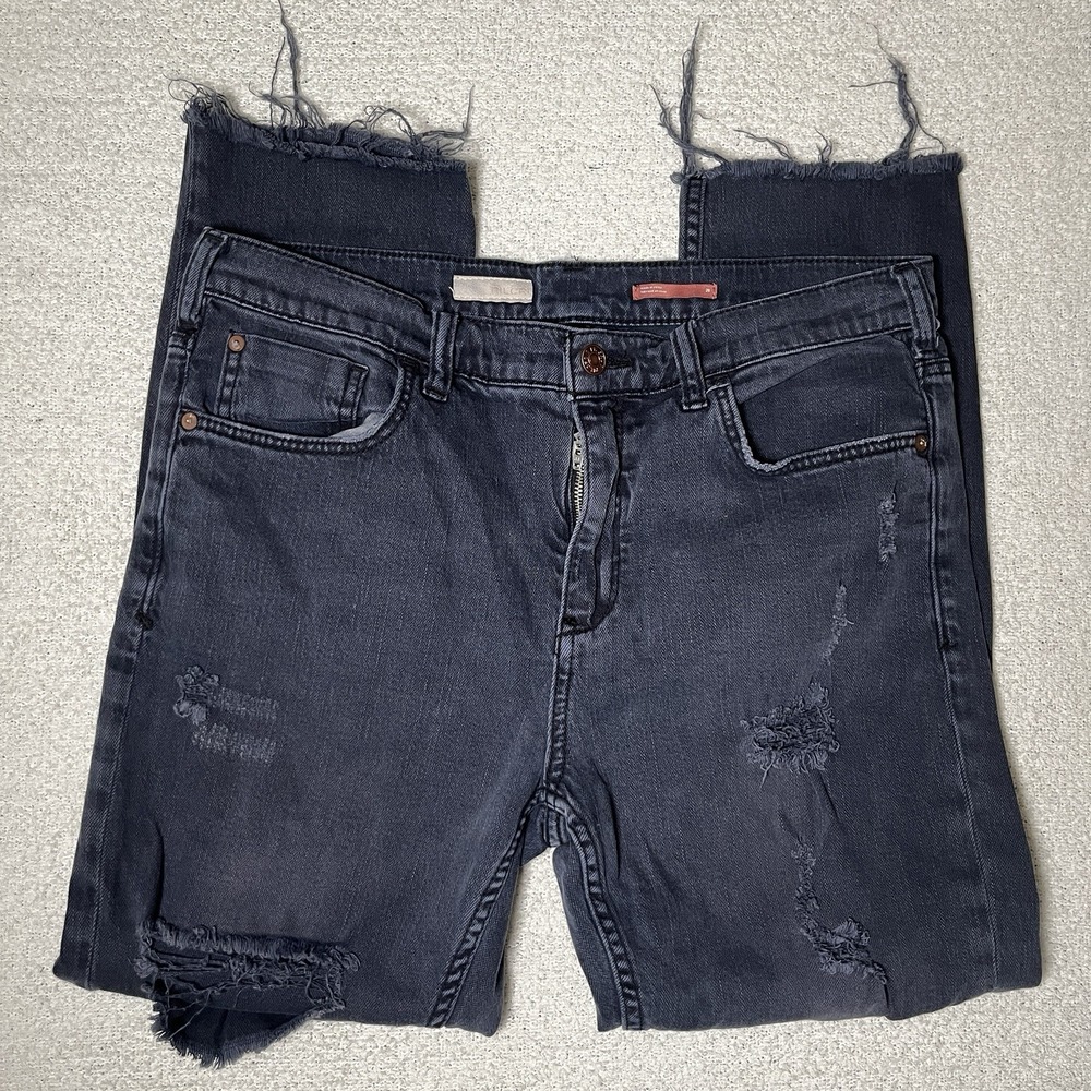 Anthropologie Pilcro High Rise Denim Skinny Jeans Women's 29 Black Destroyed